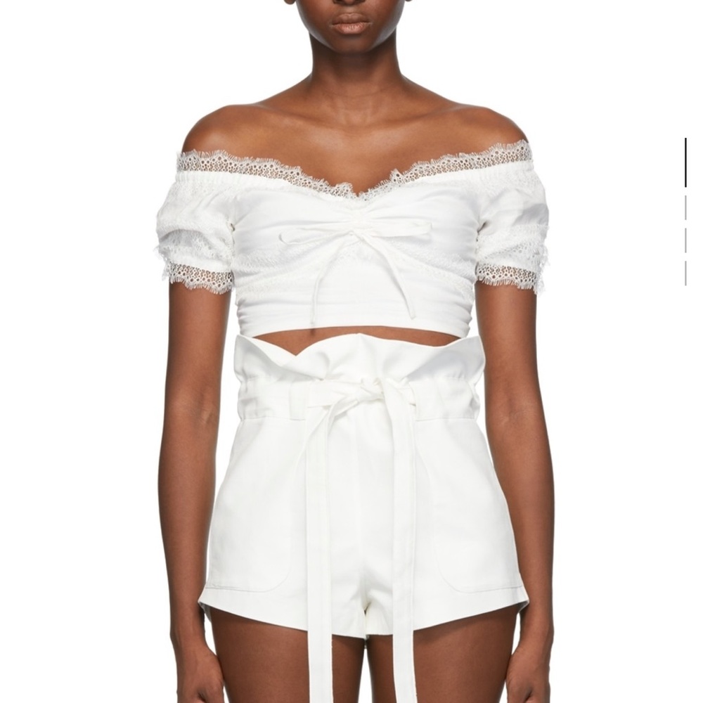 Wandering Ramie White Lace Blouse